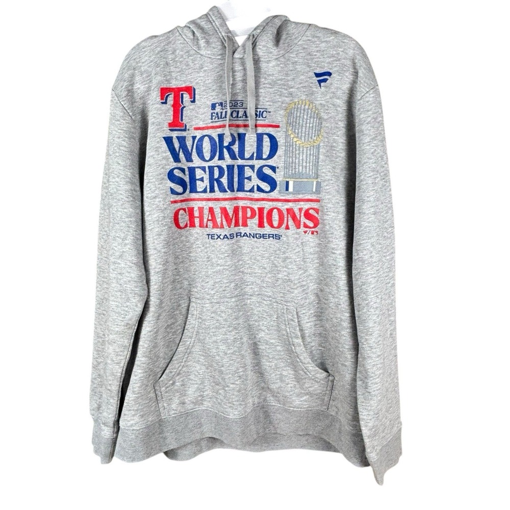 Fanatics Texas Rangers 2023 World Series Champions Hoodie Mens XL Gray